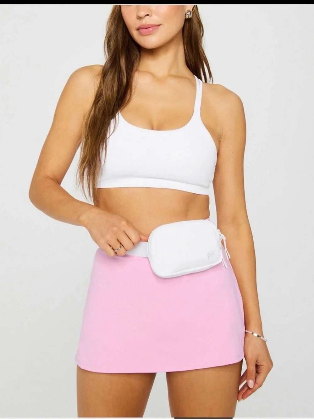 Fabletics mini belt bag in classic white